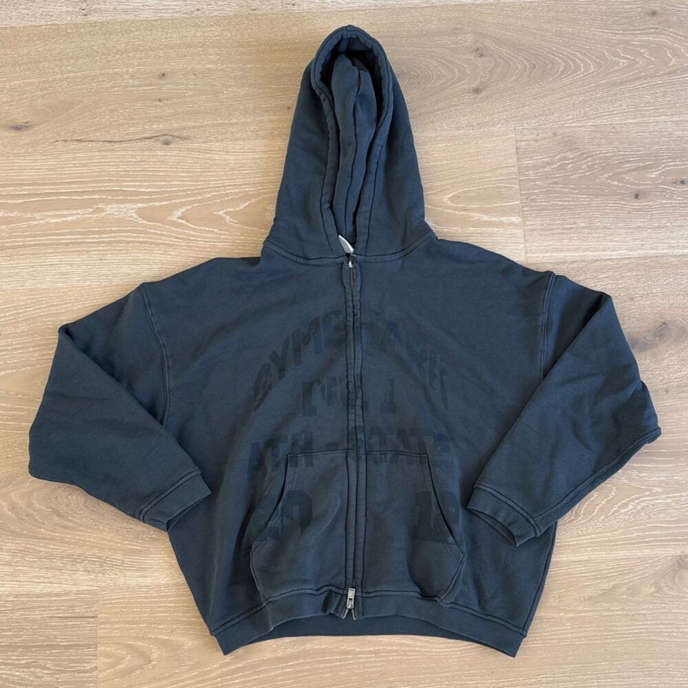 Gymshark Zip Up Hoodie Washed Collegiate Size M Gray